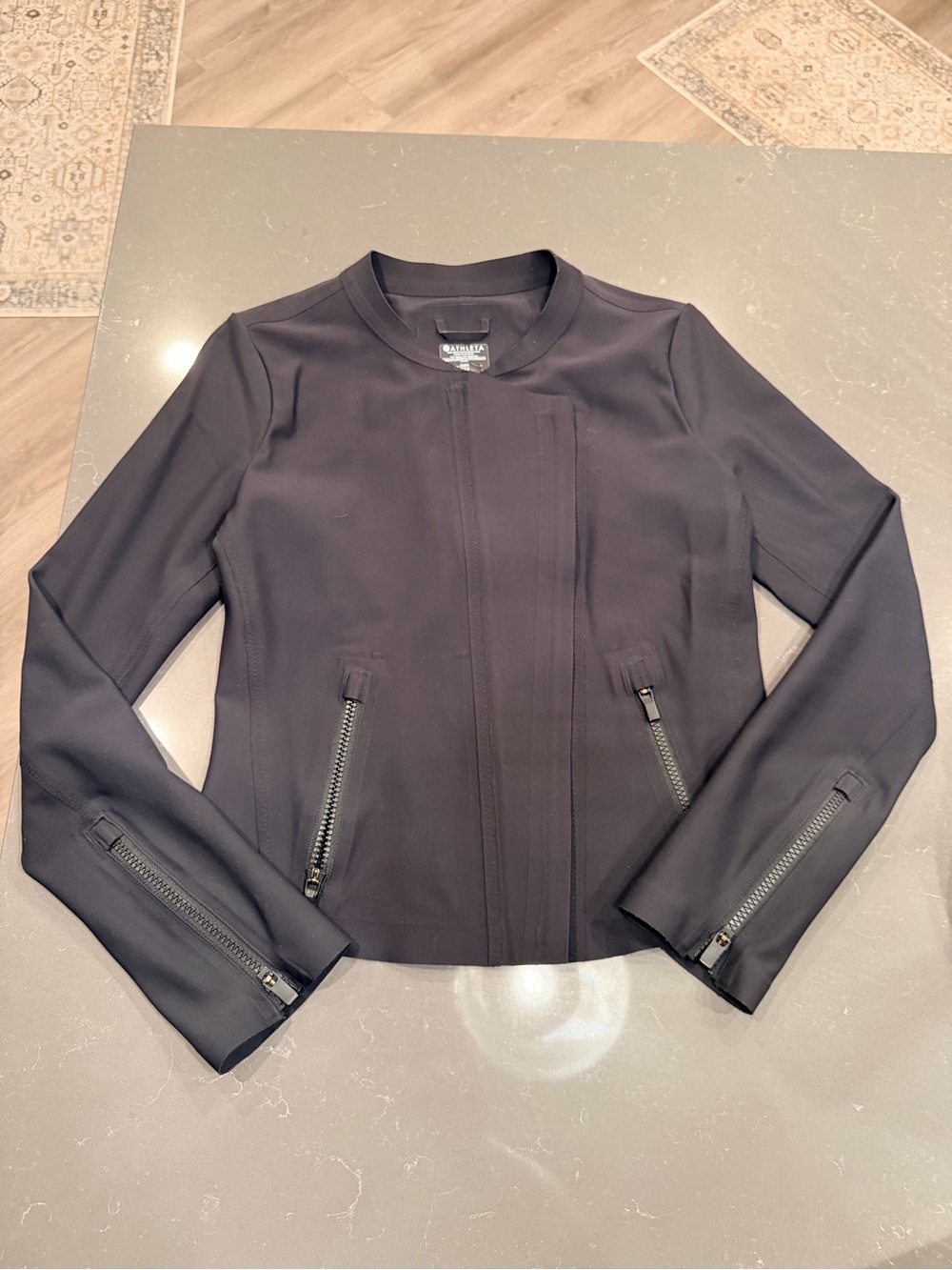 Athleta Black Zip-Accent Ponte Blazer